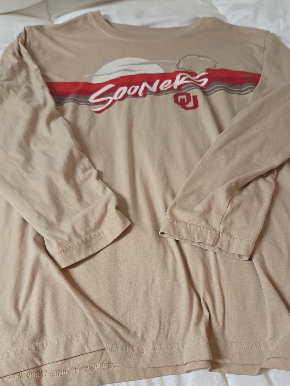 OU Sooners Beige Long-Sleeve Tee
